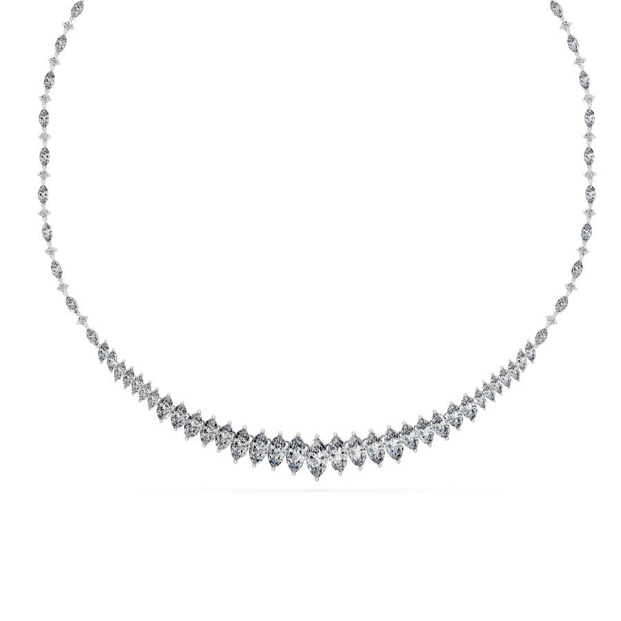 13.85 Ct Round Marquise Cut Diamond Tennis Necklace VS1 D-F White Gold 14k