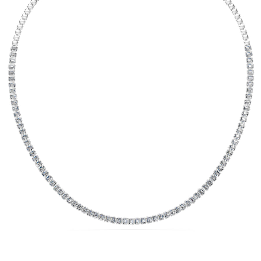 9.65 Ct Emerald Cut Diamond Tennis Necklace VS1 D-F White Gold 14k