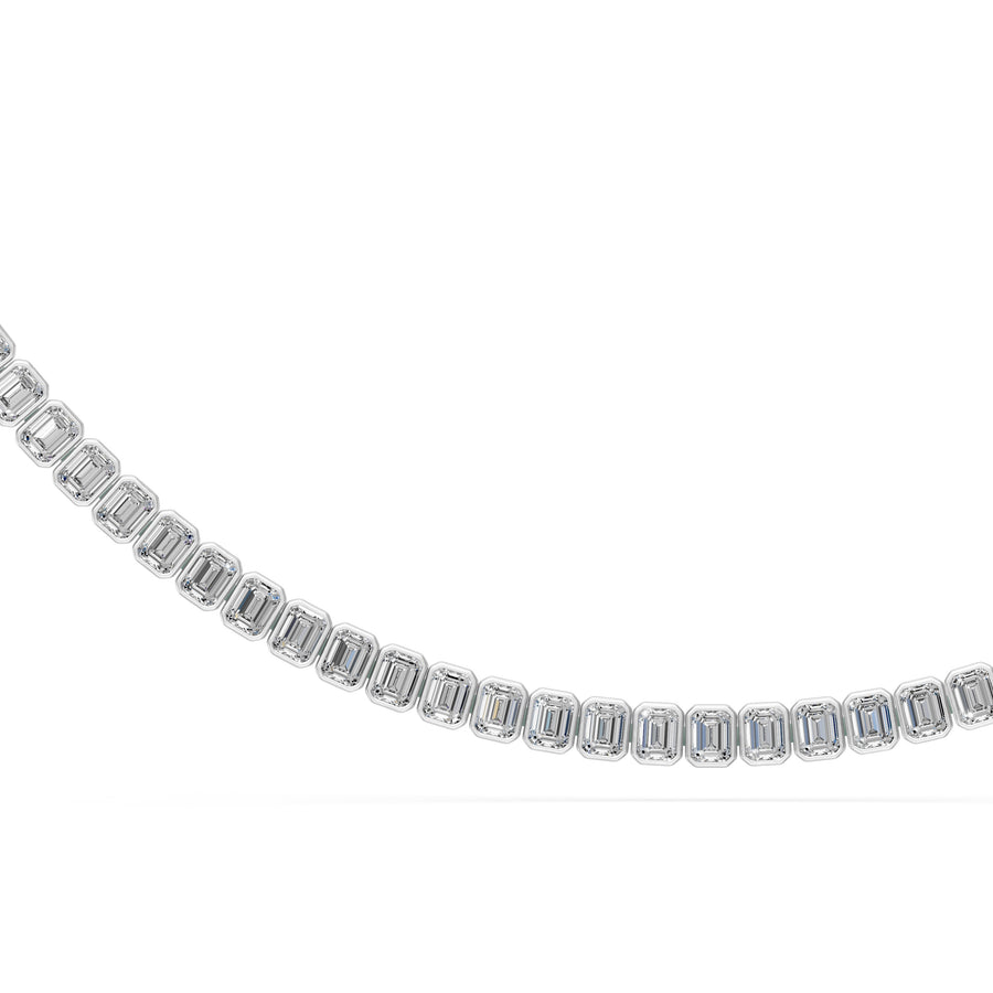 9.65 Ct Emerald Cut Diamond Tennis Necklace VS1 D-F White Gold 14k