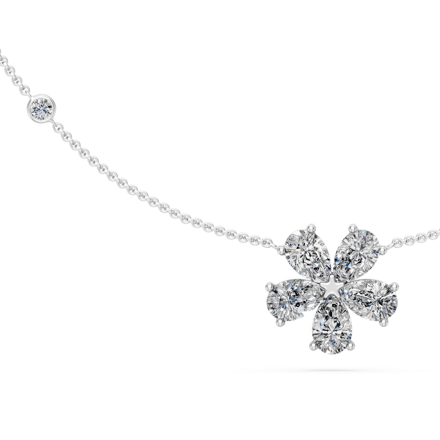 1.4 Ct Pear Round Cut Diamond Chain Necklace VS1 D-F White Gold 14k