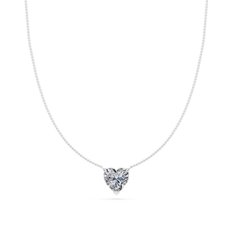 3 Ct Heart Shaped Cut Diamond Pendant Necklace VS1 D-F White Gold 14k