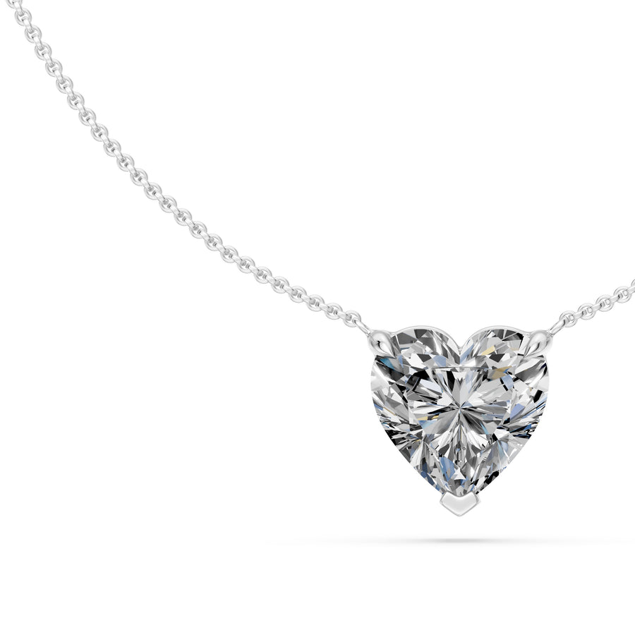 3 Ct Heart Shaped Cut Diamond Pendant Necklace VS1 D-F White Gold 14k
