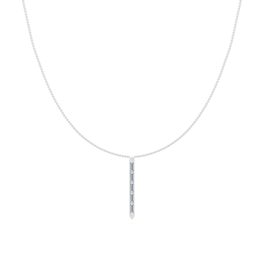 0.3 Ct Baguette Cut Diamond Pendant Necklace VS1 D-F White Gold 14k