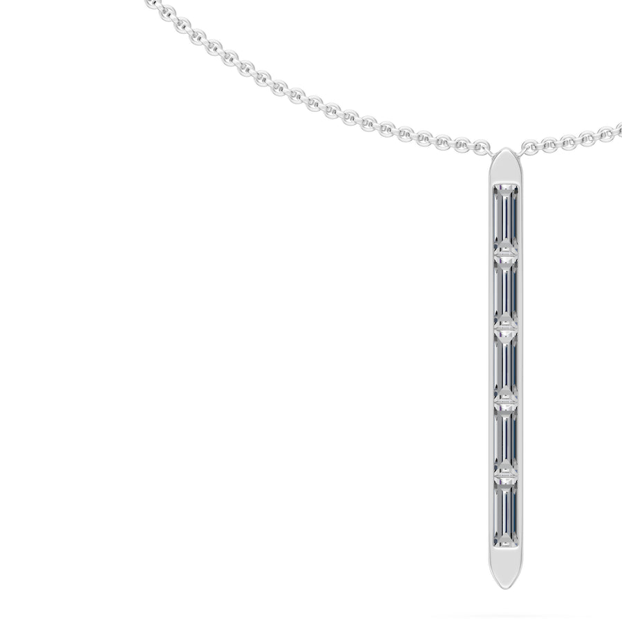 0.3 Ct Baguette Cut Diamond Pendant Necklace VS1 D-F White Gold 14k