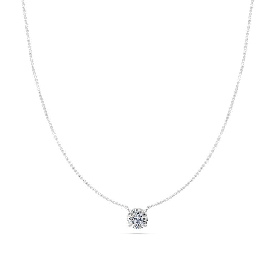 1 Ct Round Cut Diamond Pendant Necklace VS1 D-F White Gold 14k