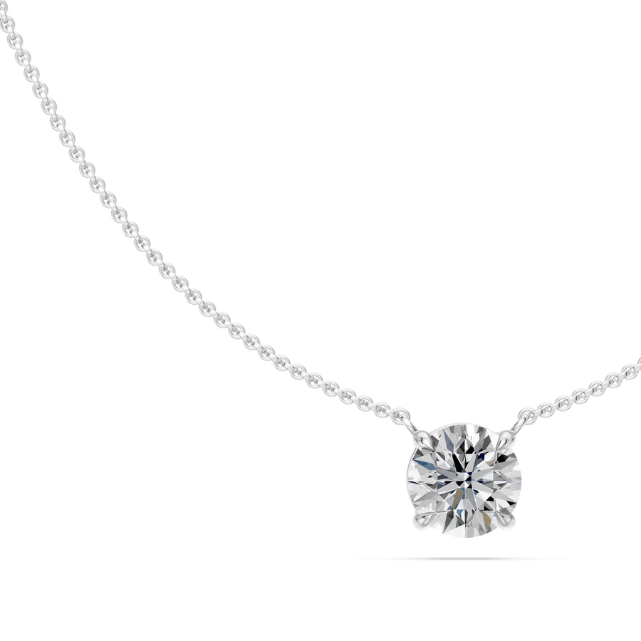 1 Ct Round Cut Diamond Pendant Necklace VS1 D-F White Gold 14k