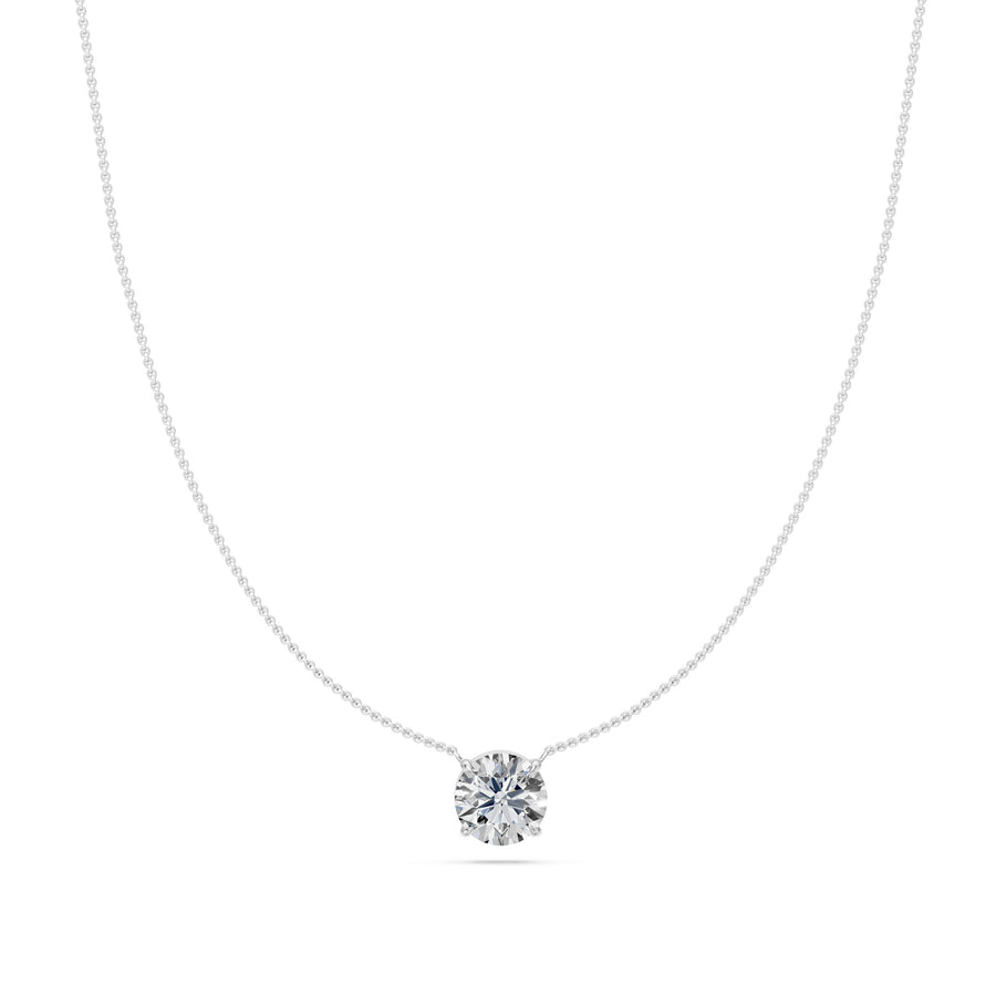 2 Ct Round Cut Diamond Pendant Necklace VS1 D-F White Gold 14k