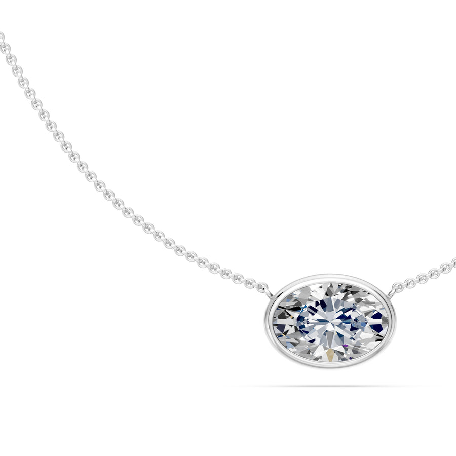 2 Ct Oval Cut Diamond Pendant Necklace VS1 D-F White Gold 14k