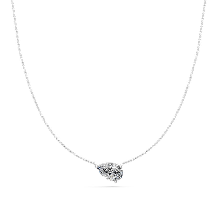 2 Ct Pear Cut Diamond Pendant Necklace VS1 D-F White Gold 14k