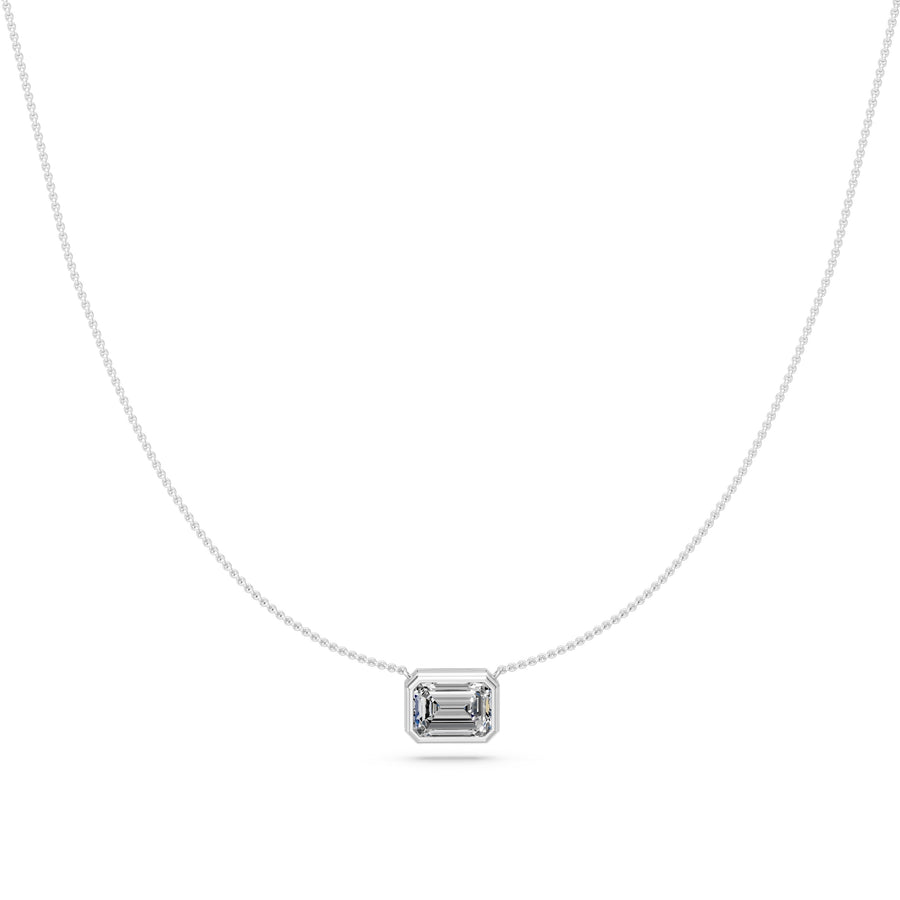 2 Ct Emerald Cut Diamond Pendant Necklace VS1 D-F White Gold 14k