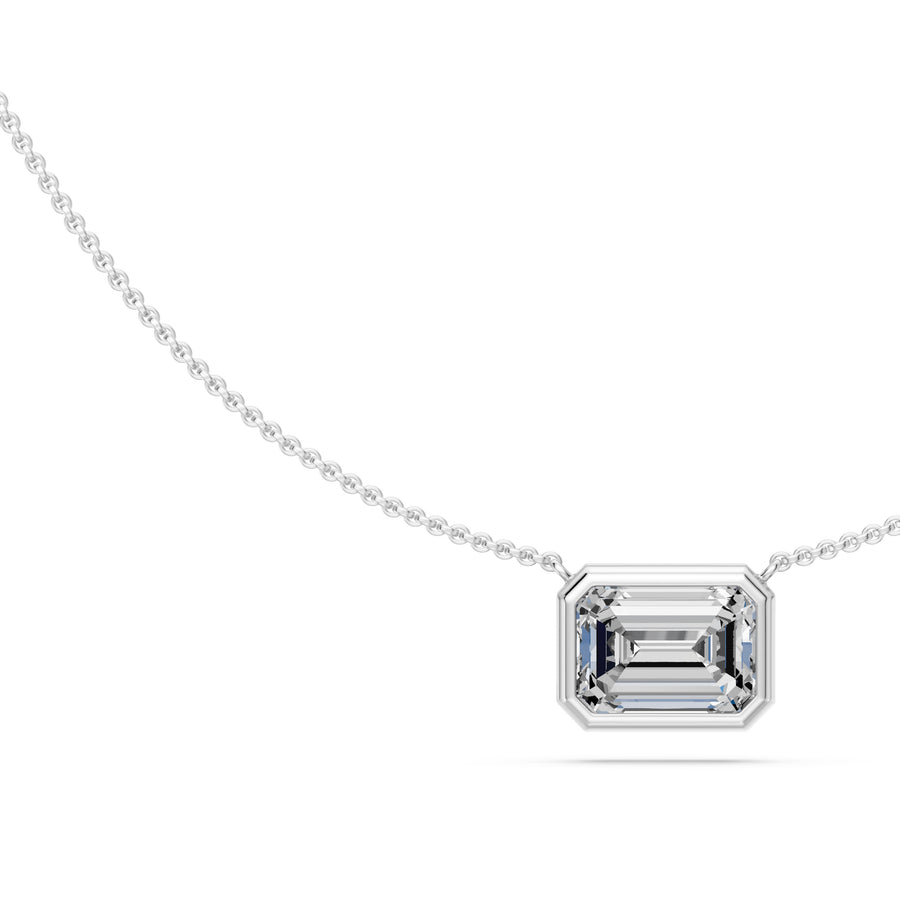 2 Ct Emerald Cut Diamond Pendant Necklace VS1 D-F White Gold 14k