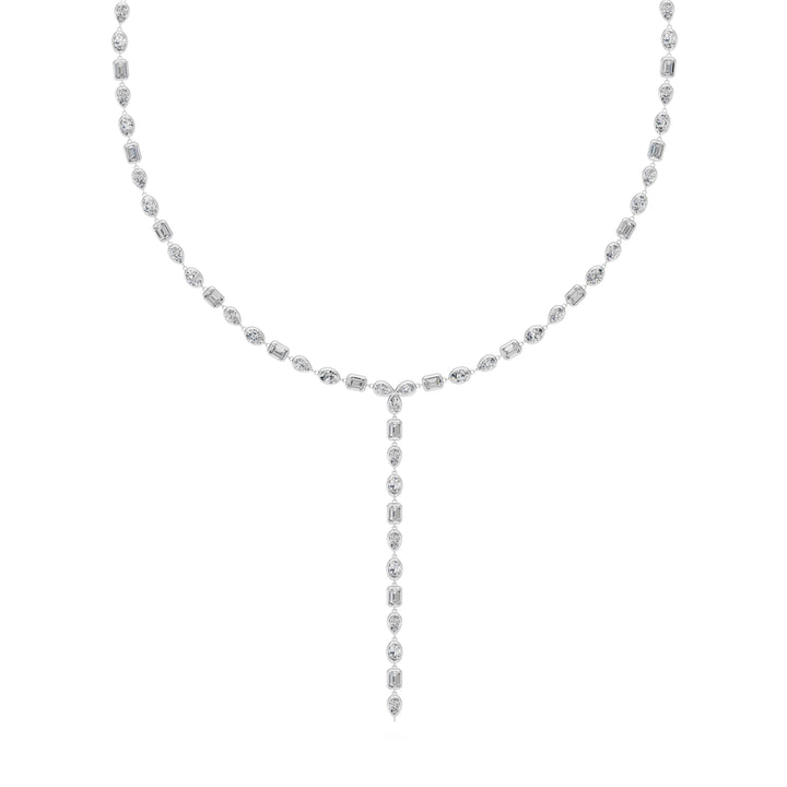 8.5 Ct Pear Oval Emerald Cut Diamond Lariat Necklace VS1 D-F White Gold 14k — product image
