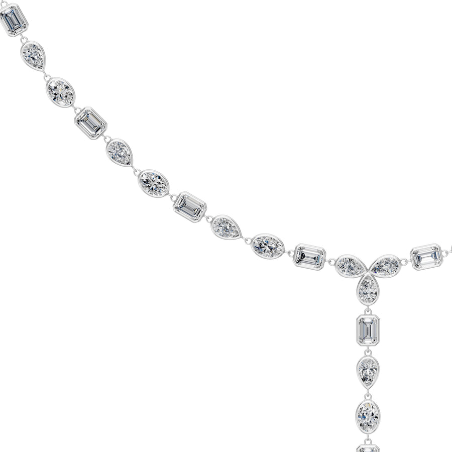 8.5 Ct Pear Oval Emerald Cut Diamond Lariat Necklace VS1 D-F White Gold 14k