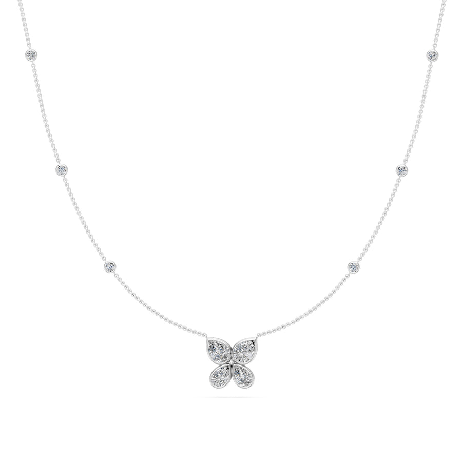 1.5 Ct Round Pear Marquise Cut Diamond Pendant Necklace VS1 D-F White Gold 14k