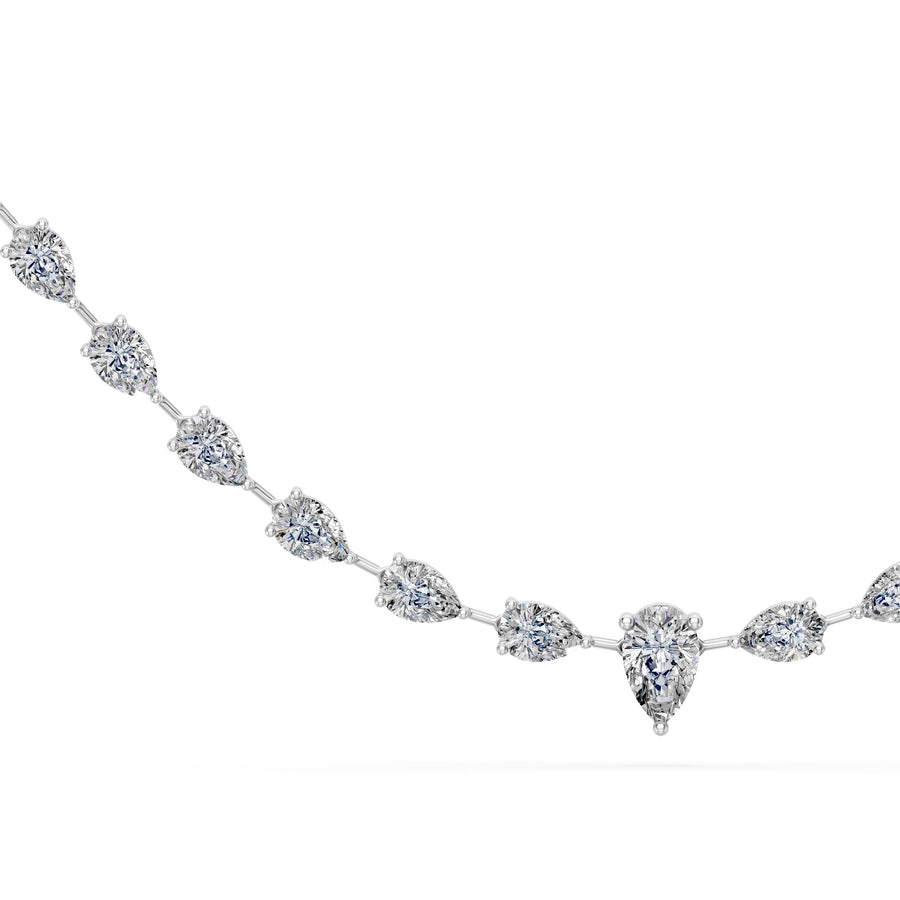 16.8 Ct Pear Cut Diamond Tennis Necklace VS1 D-F White Gold 14k