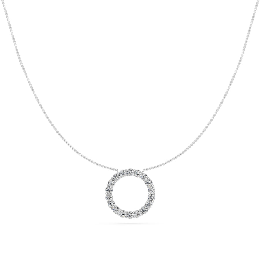1.3 Ct Round Cut Diamond Pendant Necklace VS1 D-F White Gold 14k