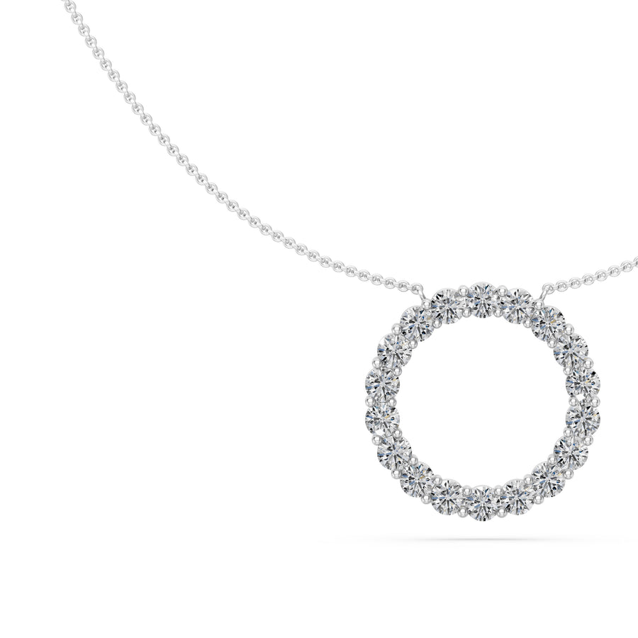 1.3 Ct Round Cut Diamond Pendant Necklace VS1 D-F White Gold 14k
