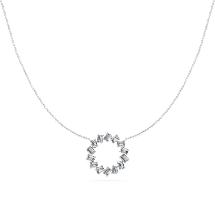 1.4 Ct Emerald Cut Diamond Pendant Necklace VS1 D-F White Gold 14k — product image