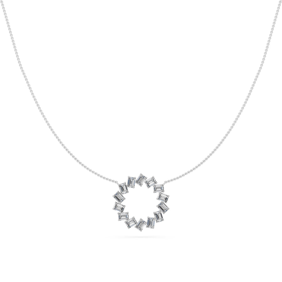 1.4 Ct Emerald Cut Diamond Pendant Necklace VS1 D-F White Gold 14k