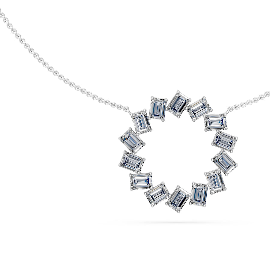 1.4 Ct Emerald Cut Diamond Pendant Necklace VS1 D-F White Gold 14k