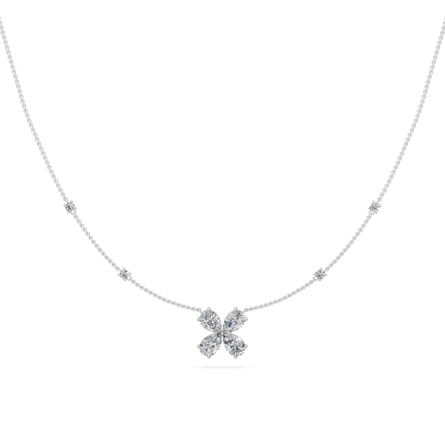 1.3 Ct Pear Round Cut Diamond Pendant Necklace VS1 D-F White Gold 14k