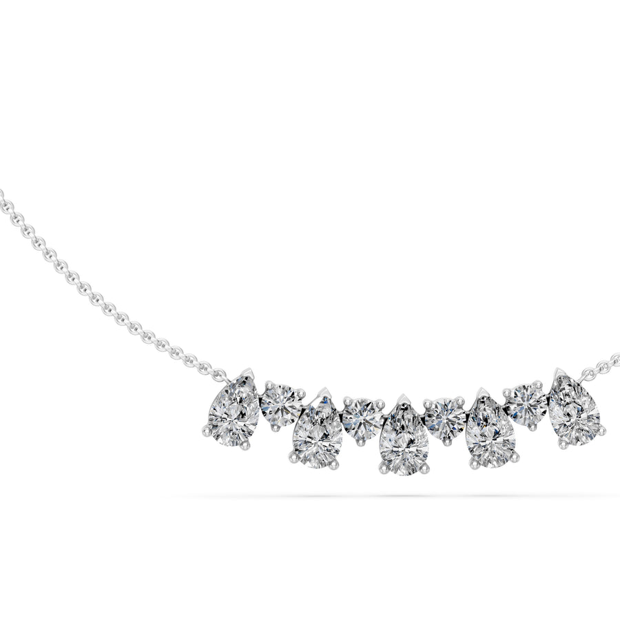 1.2 Ct Pear Round Cut Diamond Chain Necklace VS1 D-F White Gold 14k