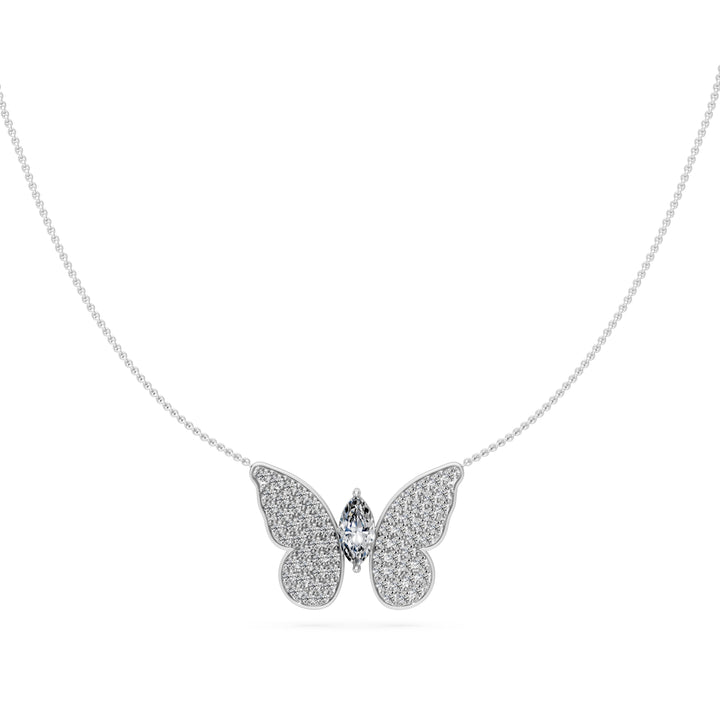 1.2 Ct Marquise Round Cut Diamond Pendant Necklace VS1 D-F White Gold 14k — product image