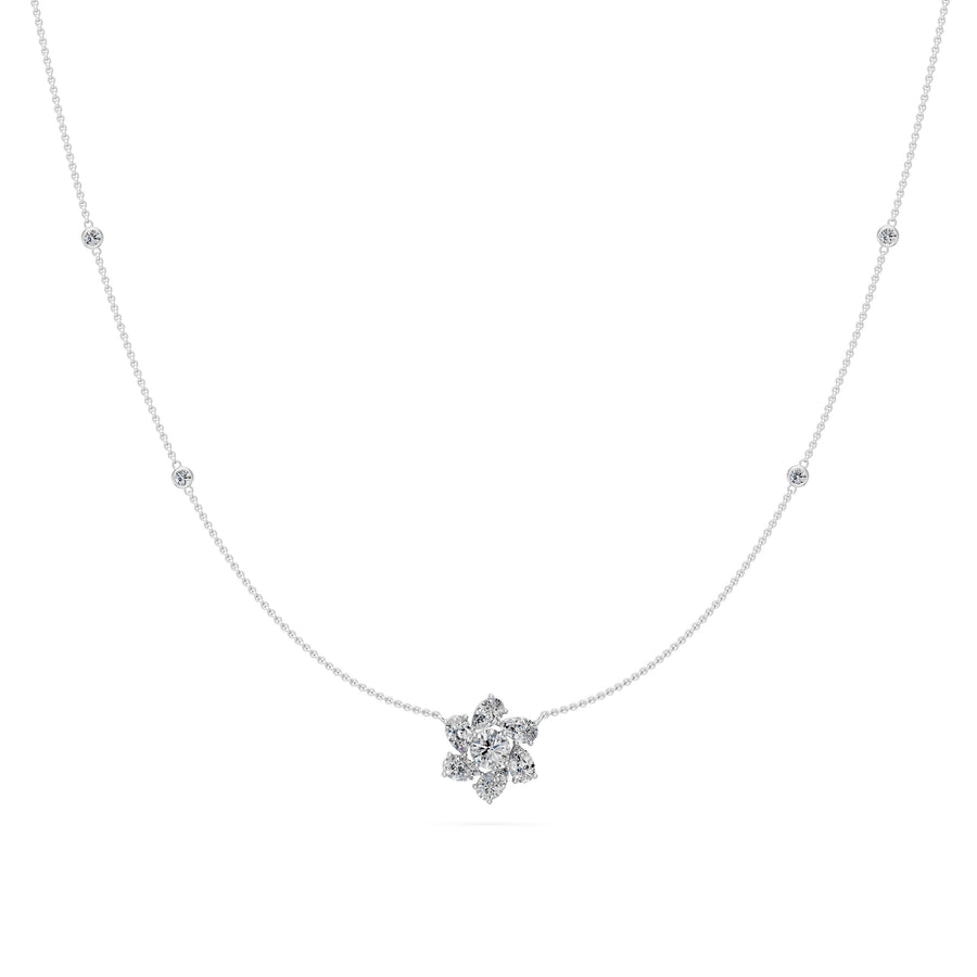 1.2 Ct Pear Round Cut Diamond Pendant Necklace VS1 D-F White Gold 14k