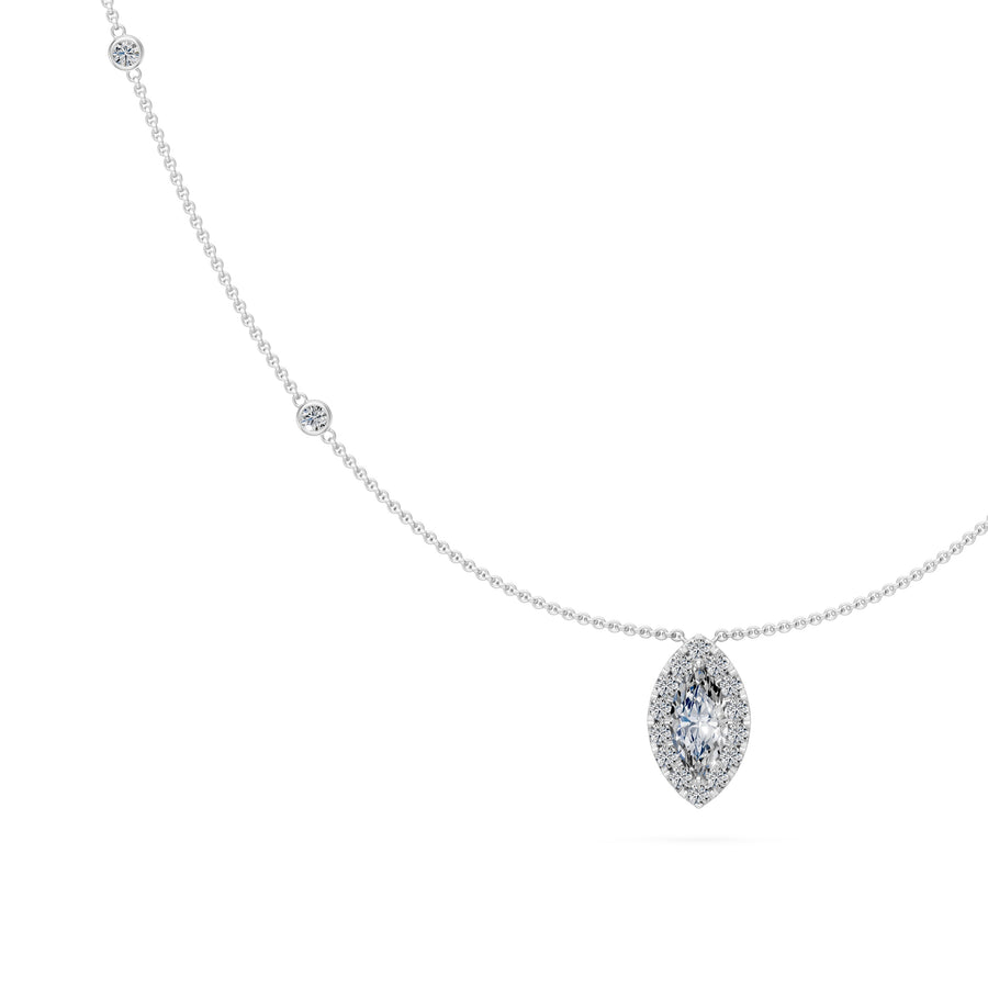 0.8 Ct Round Marquise Cut Diamond Chain Necklace VS1 D-F White Gold 14k