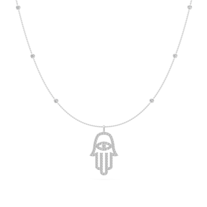 0.9 Ct Round Cut Diamond Pendant Necklace VS1 D-F White Gold 14k — product image