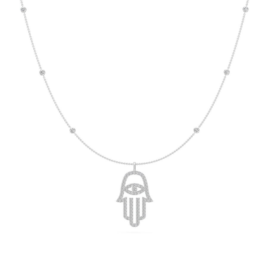0.9 Ct Round Cut Diamond Pendant Necklace VS1 D-F White Gold 14k
