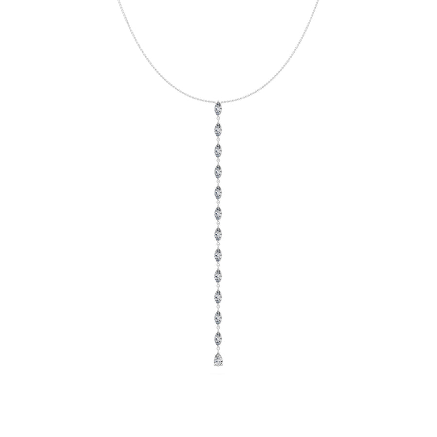 2.3 Ct Pear Marquise Cut Diamond Lariat Necklace VS1 D-F White Gold 14k