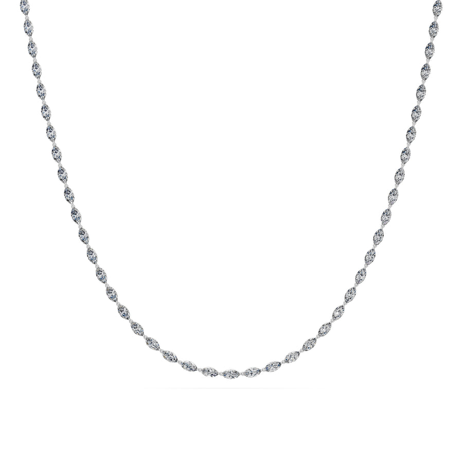 9 Ct Marquise Cut Diamond Tennis Necklace VS1 D-F White Gold 14k