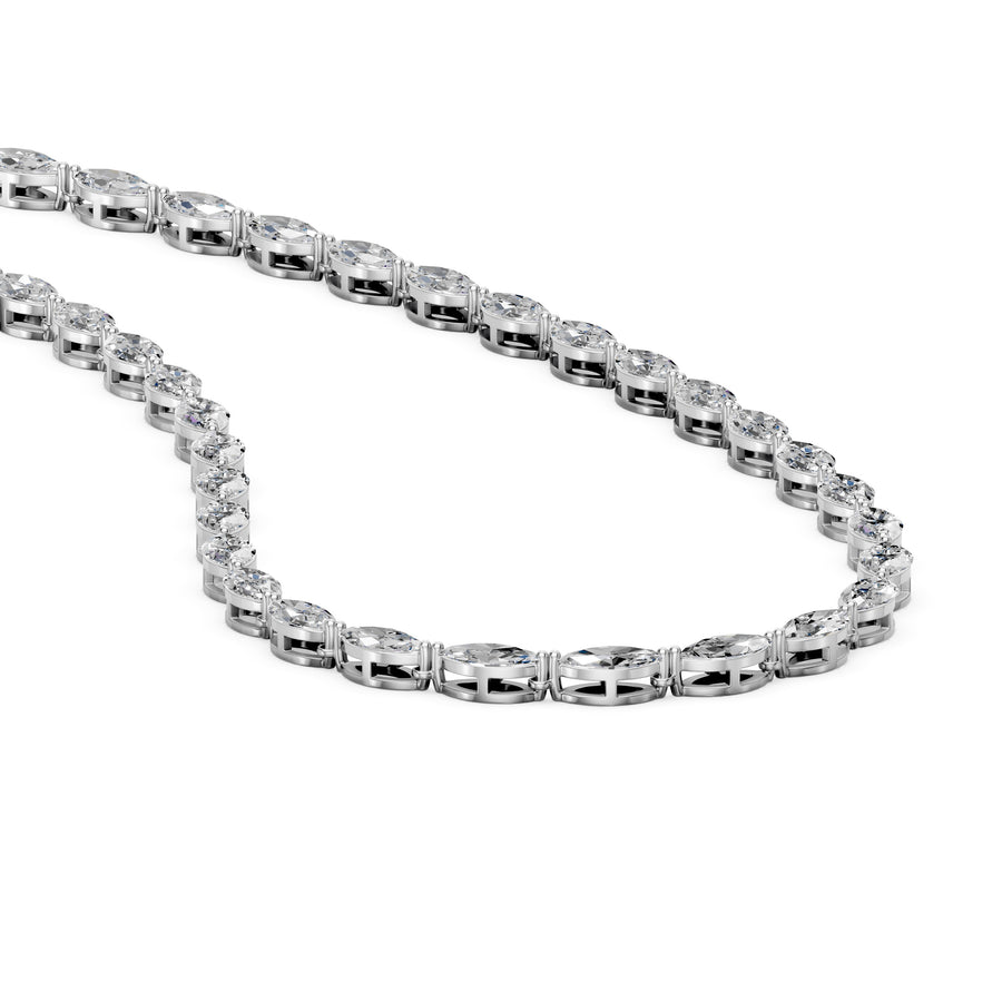 9 Ct Marquise Cut Diamond Tennis Necklace VS1 D-F White Gold 14k
