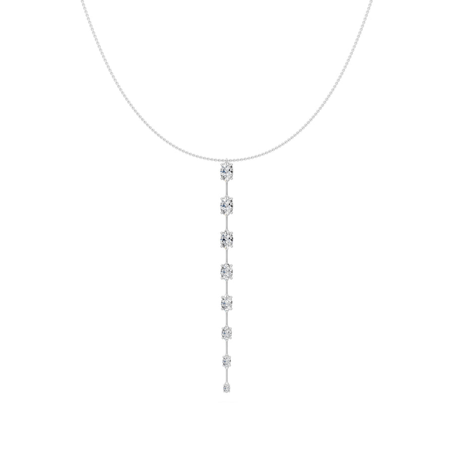 1.5 Ct Oval Cut Diamond Lariat Necklace VS1 D-F White Gold 14k