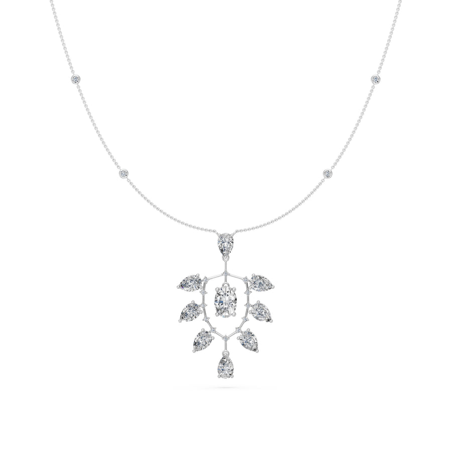 4.9 Ct Pear Oval Round Cut Diamond Pendant Necklace VS1 D-F White Gold 14k