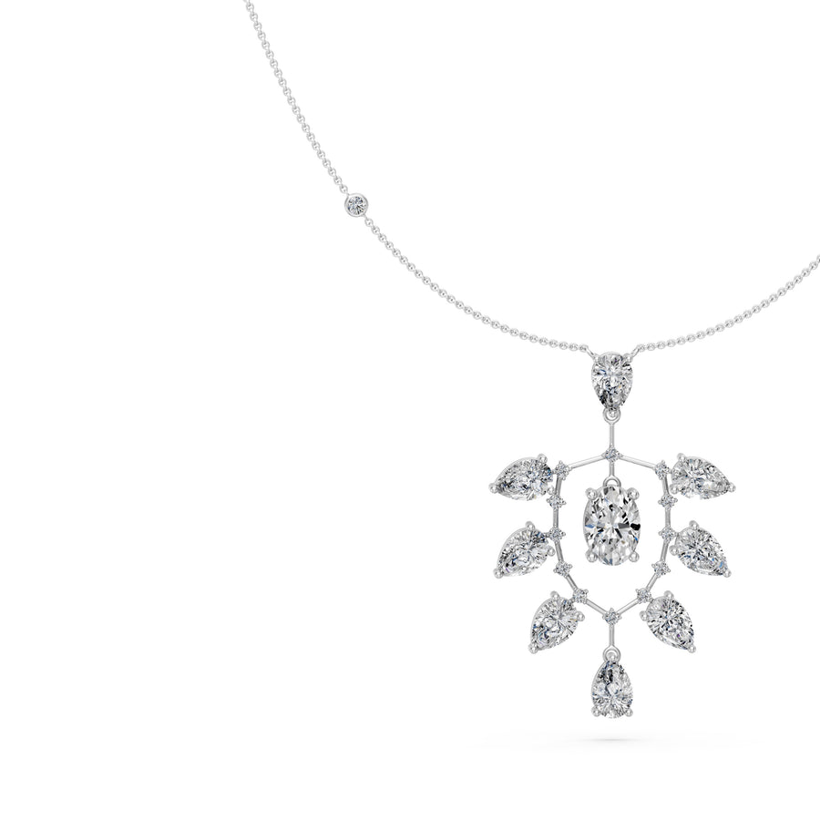 4.9 Ct Pear Oval Round Cut Diamond Pendant Necklace VS1 D-F White Gold 14k