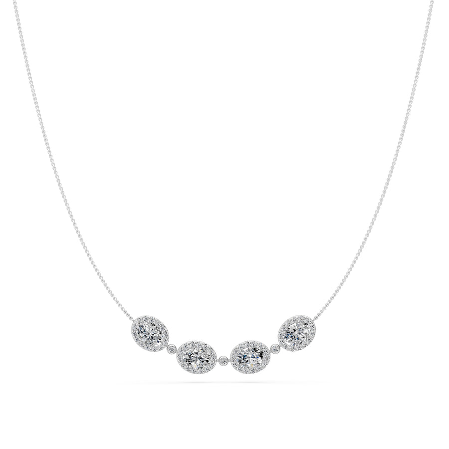 4.8 Ct Oval Round Cut Diamond Chain Necklace VS1 D-F White Gold 14k