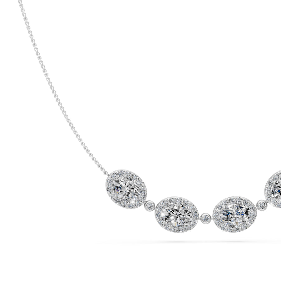 4.8 Ct Oval Round Cut Diamond Chain Necklace VS1 D-F White Gold 14k