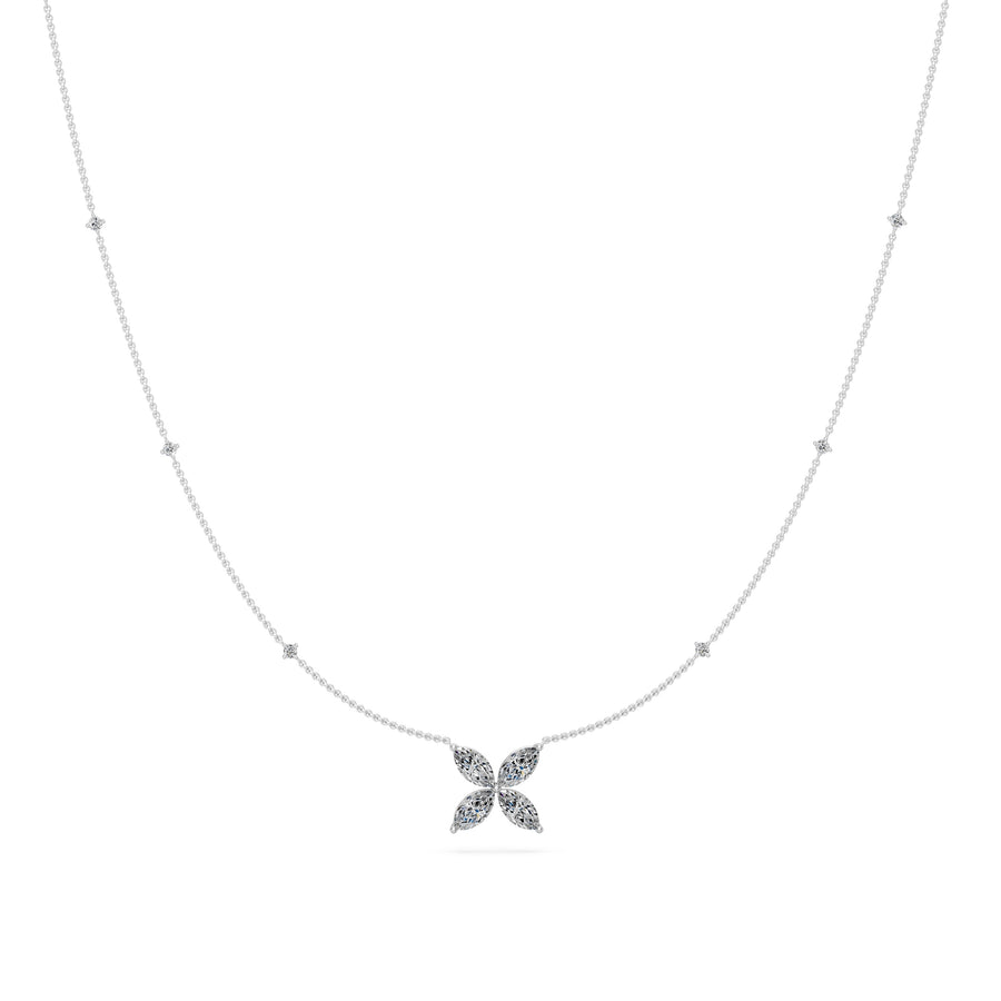 1.1 Ct Marquise Cut Diamond Pendant Necklace VS1 D-F White Gold 14k