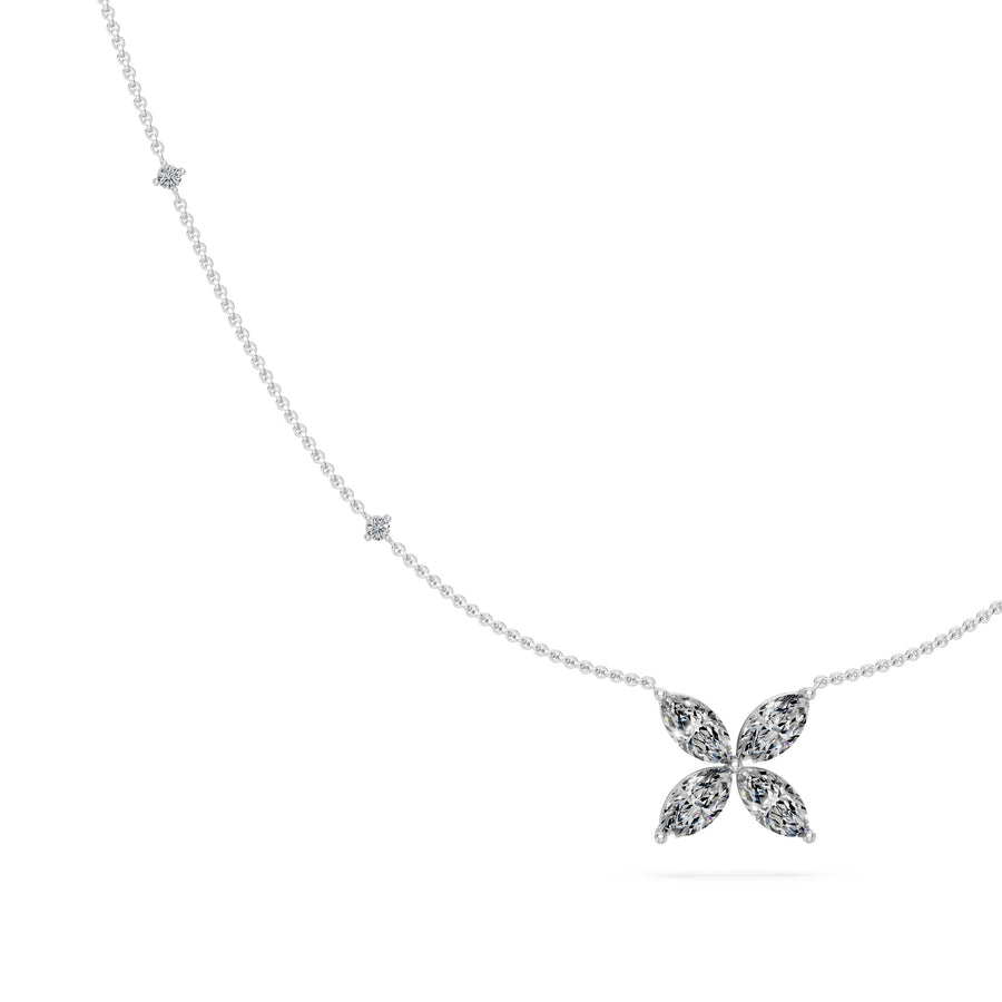 1.1 Ct Marquise Cut Diamond Pendant Necklace VS1 D-F White Gold 14k