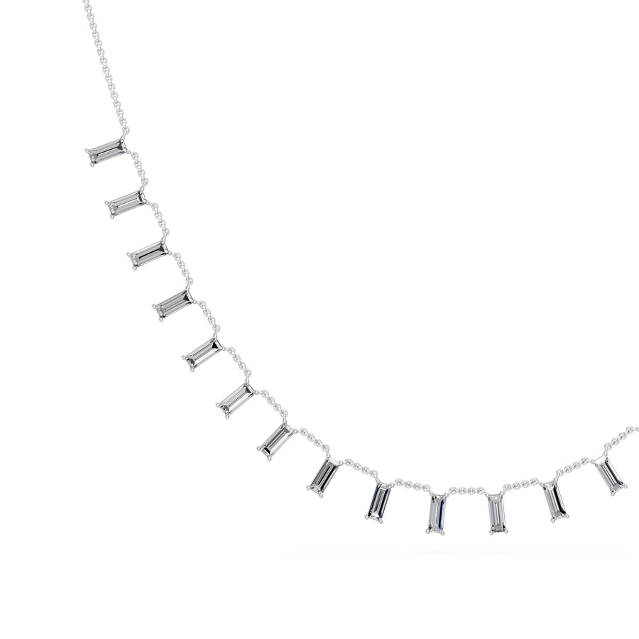 2.2 Ct Baguette Cut Diamond Chain Necklace VS1 D-F White Gold 14k