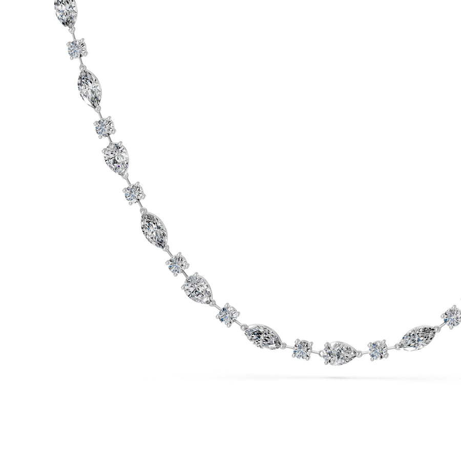 5 Ct Marquise Pear Round Cut Diamond Chain Necklace VS1 D-F White Gold 14k