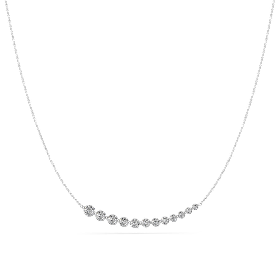 2.1 Ct Round Cut Diamond Chain Necklace VS1 D-F White Gold 14k