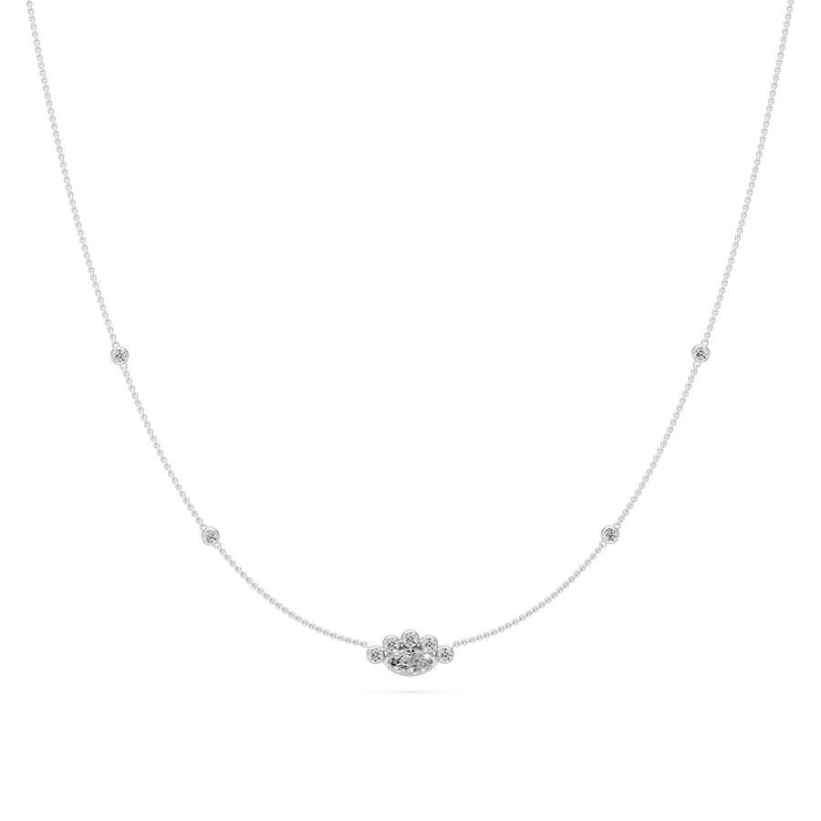 0.6 Ct Marquise Round Cut Diamond Pendant Necklace VS1 D-F White Gold 14k