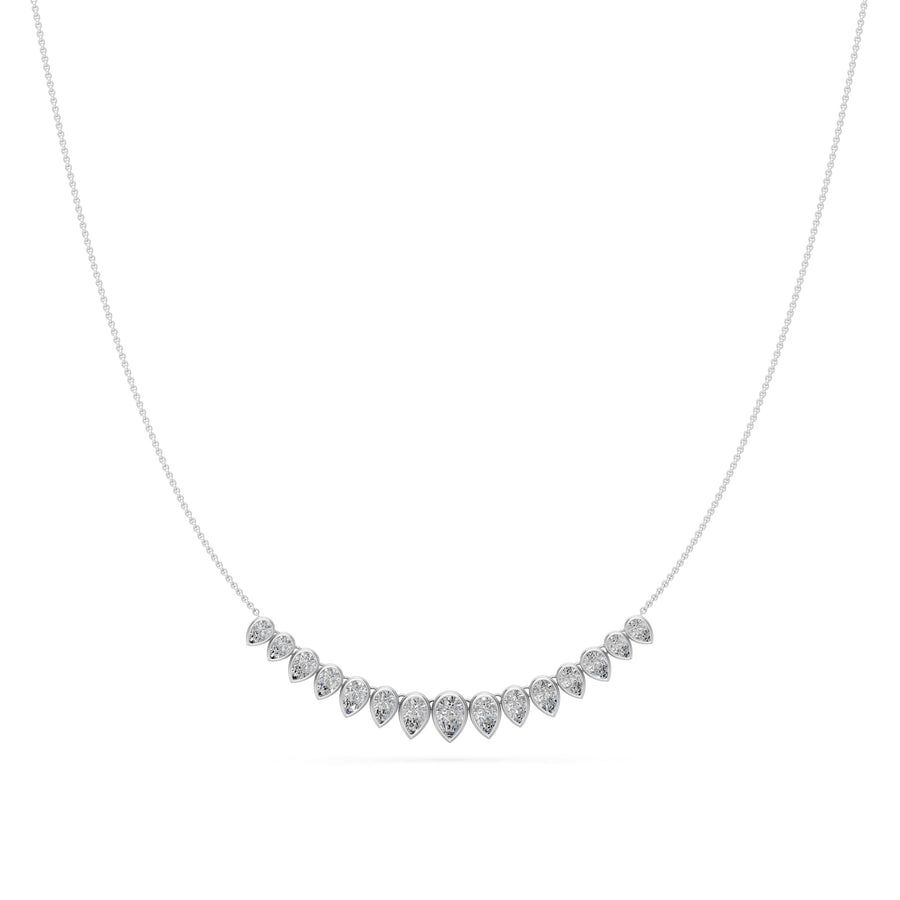 2.6 Ct Pear Cut Diamond Chain Necklace VS1 D-F White Gold 14k