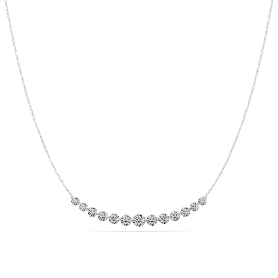 3.2 Ct Round Cut Diamond Chain Necklace VS1 D-F White Gold 14k