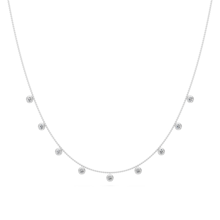 0.9 Ct Round Cut Diamond Chain Necklace VS1 D-F White Gold 14k