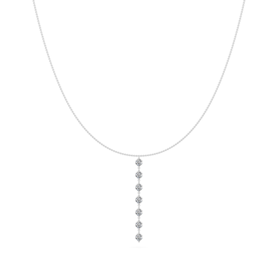 0.9 Ct Round Cut Diamond Lariat Necklace VS1 D-F White Gold 14k
