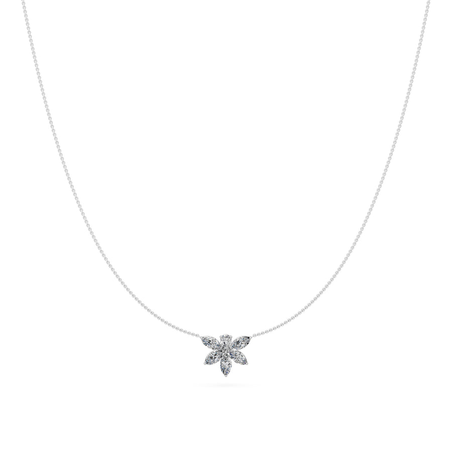 1 Ct Marquise Pear Cut Diamond Pendant Necklace VS1 D-F White Gold 14k